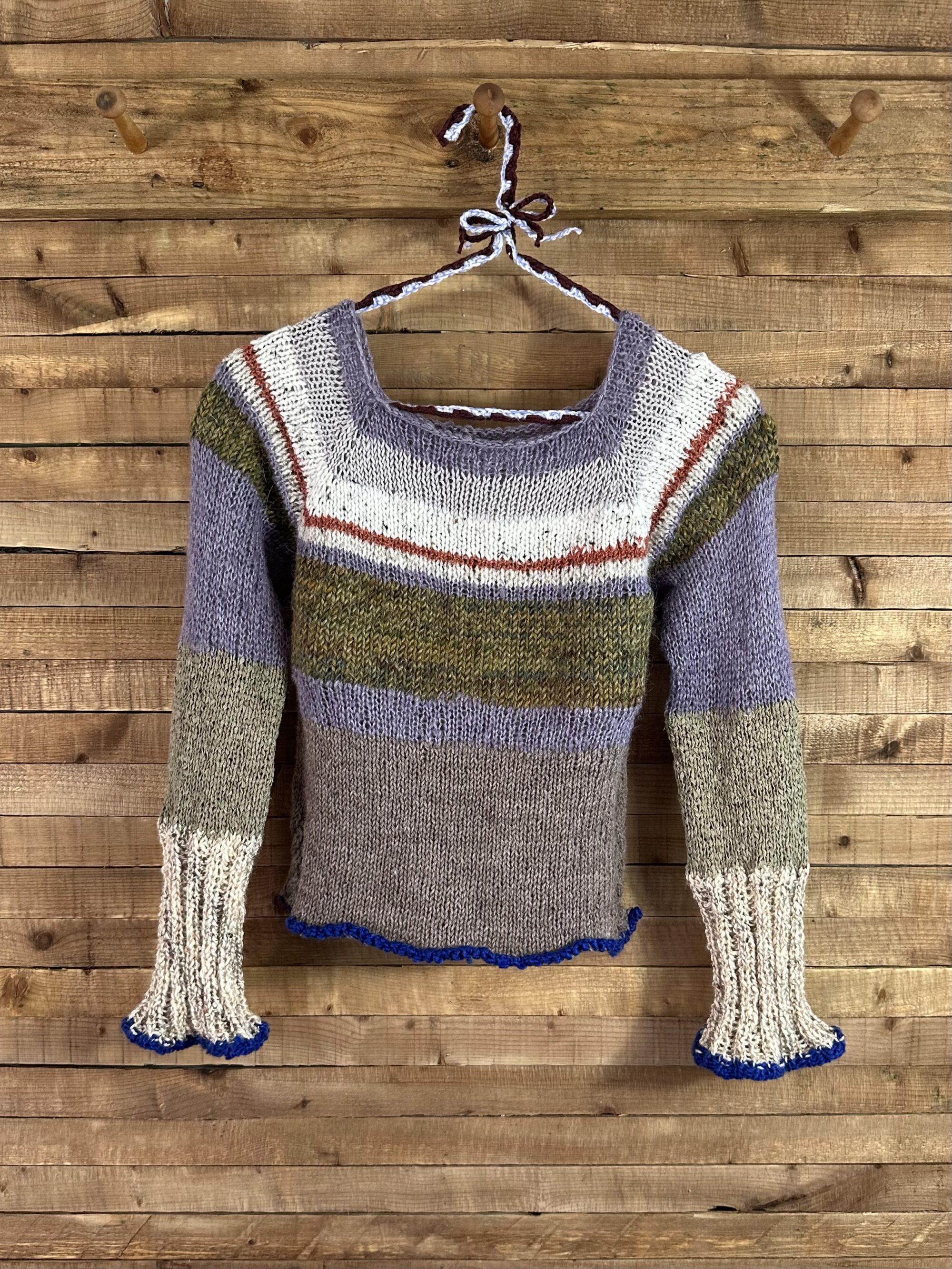 1.16 - Purple & Green Raglan Knit - Handmade - Medium